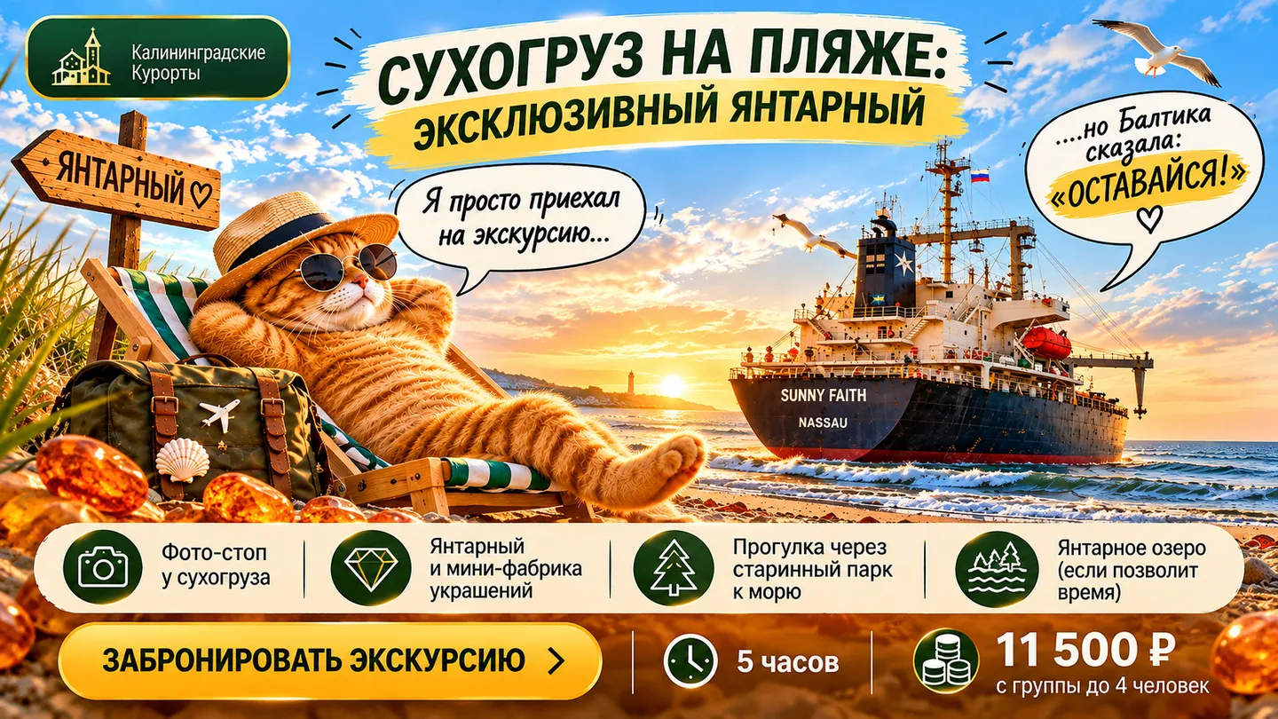 Экскурсия к сухогрузу Sunny Faith в Янтарный